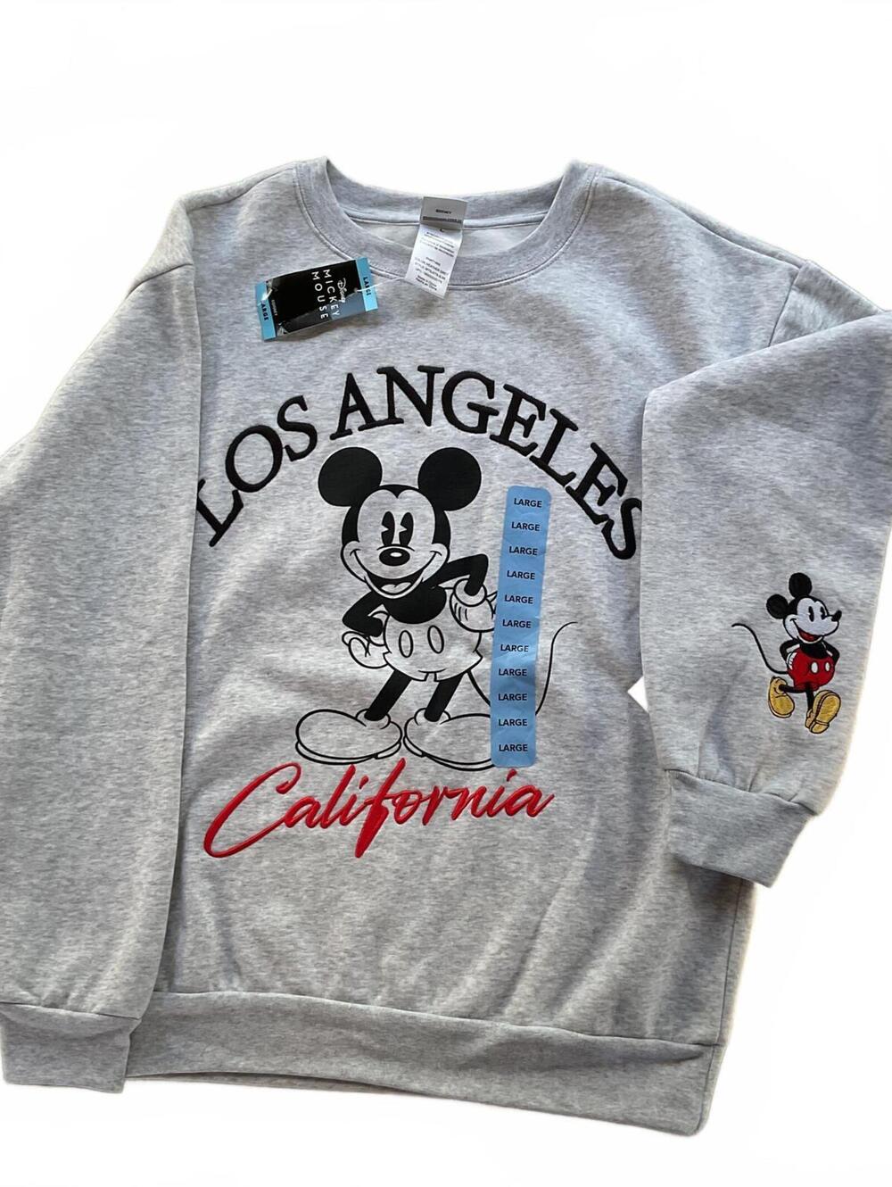 NWT Disney Mickey Mouse Los Angeles California Gray Sweatshirt L